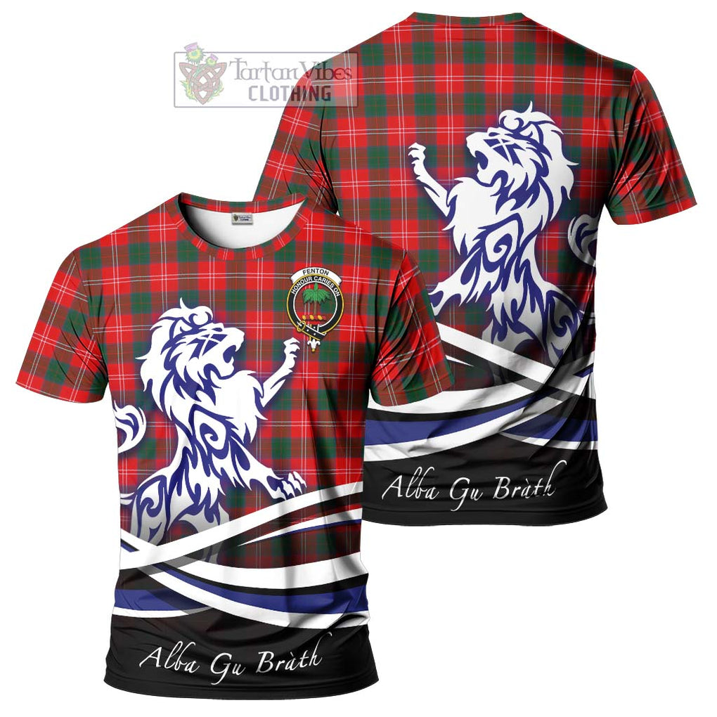Fenton Tartan Cotton T-shirt with Alba Gu Brath Regal Lion Emblem Women's Shirt - Tartan Vibes Clothing