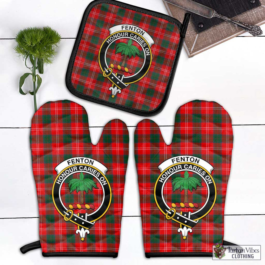 Fenton Tartan Combo Oven Mitt & Pot-Holder with Family Crest Black - Tartan Vibes Clothing