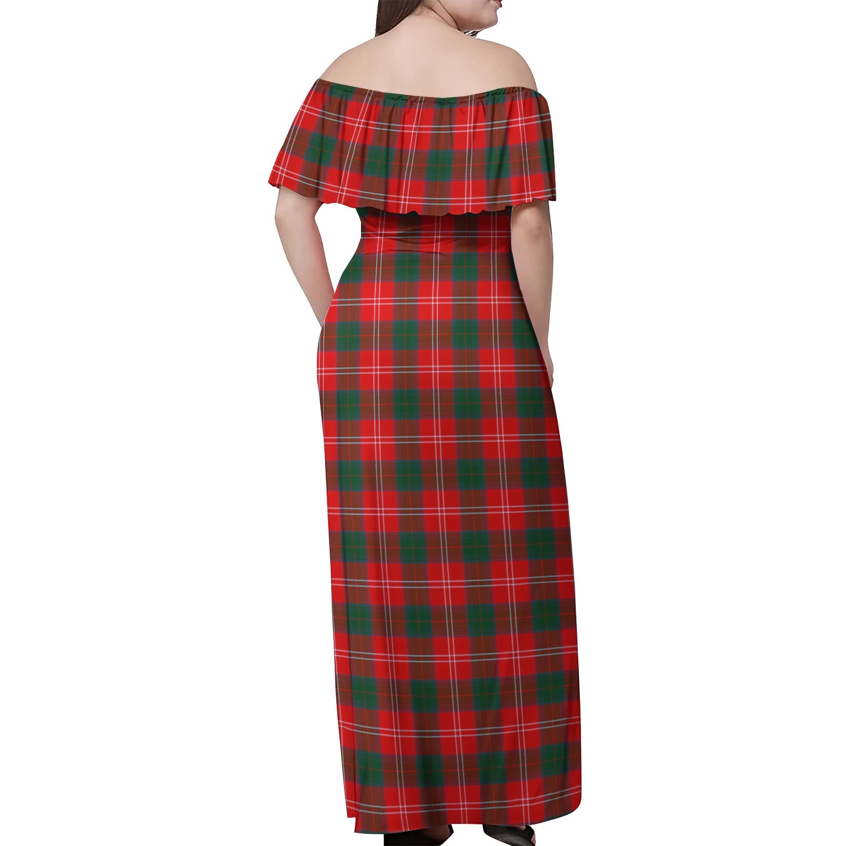 Fenton Tartan Off Shoulder Long Dress - Tartan Vibes Clothing