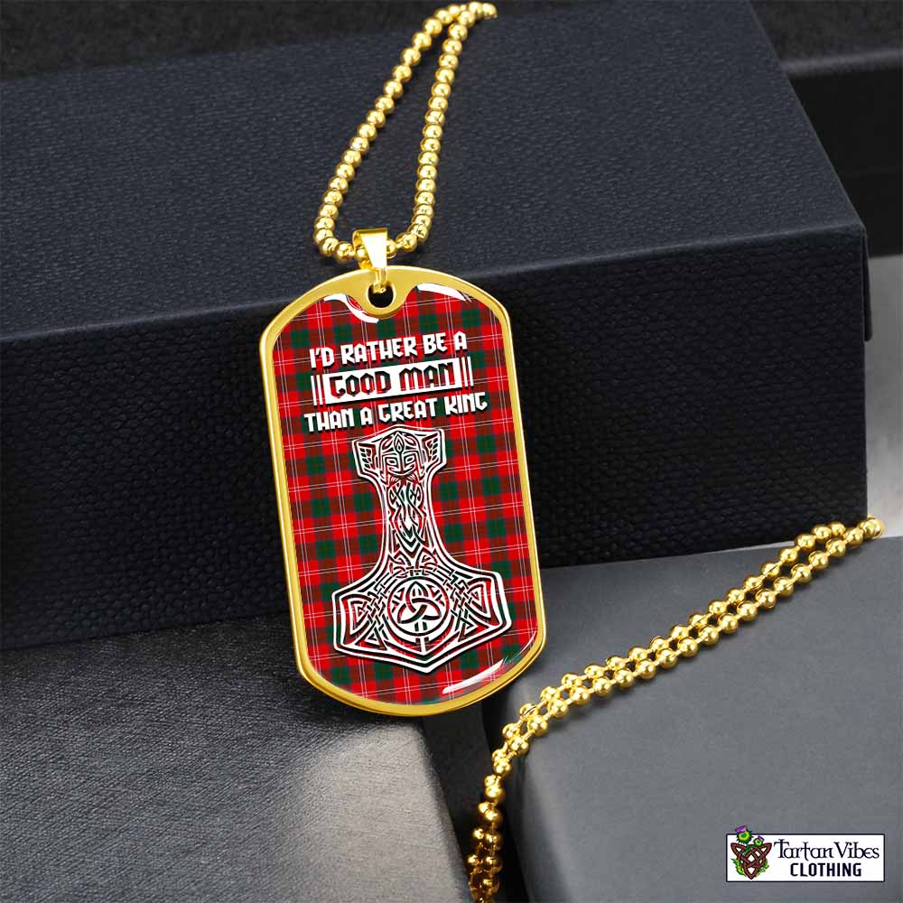 Fenton Tartan Dog Tag Necklace Viking Mjolnir Style Gold No - Tartan Vibes Clothing
