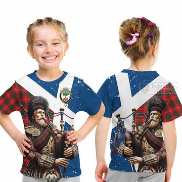 Fenton Tartan Kid T-Shirt with Family Crest Scottish Bagpiper Vibes - Tartan Vibes Clothing