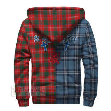 Fenton Tartan Sherpa Hoodie Happy St. Andrew's Day Half Tartan Style - Tartan Vibes Clothing