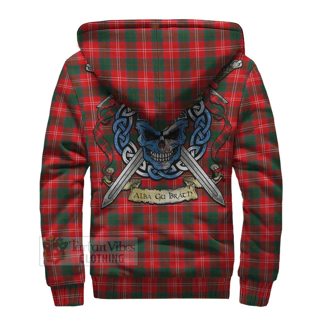 Fenton Tartan Sherpa Hoodie with Family Crest Celtic Skull Style - Tartan Vibes Clothing