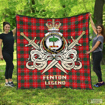 Fenton Tartan Quilt with Clan Crest and the Golden Sword of Courageous Legacy - Tartan Vibes Clothing