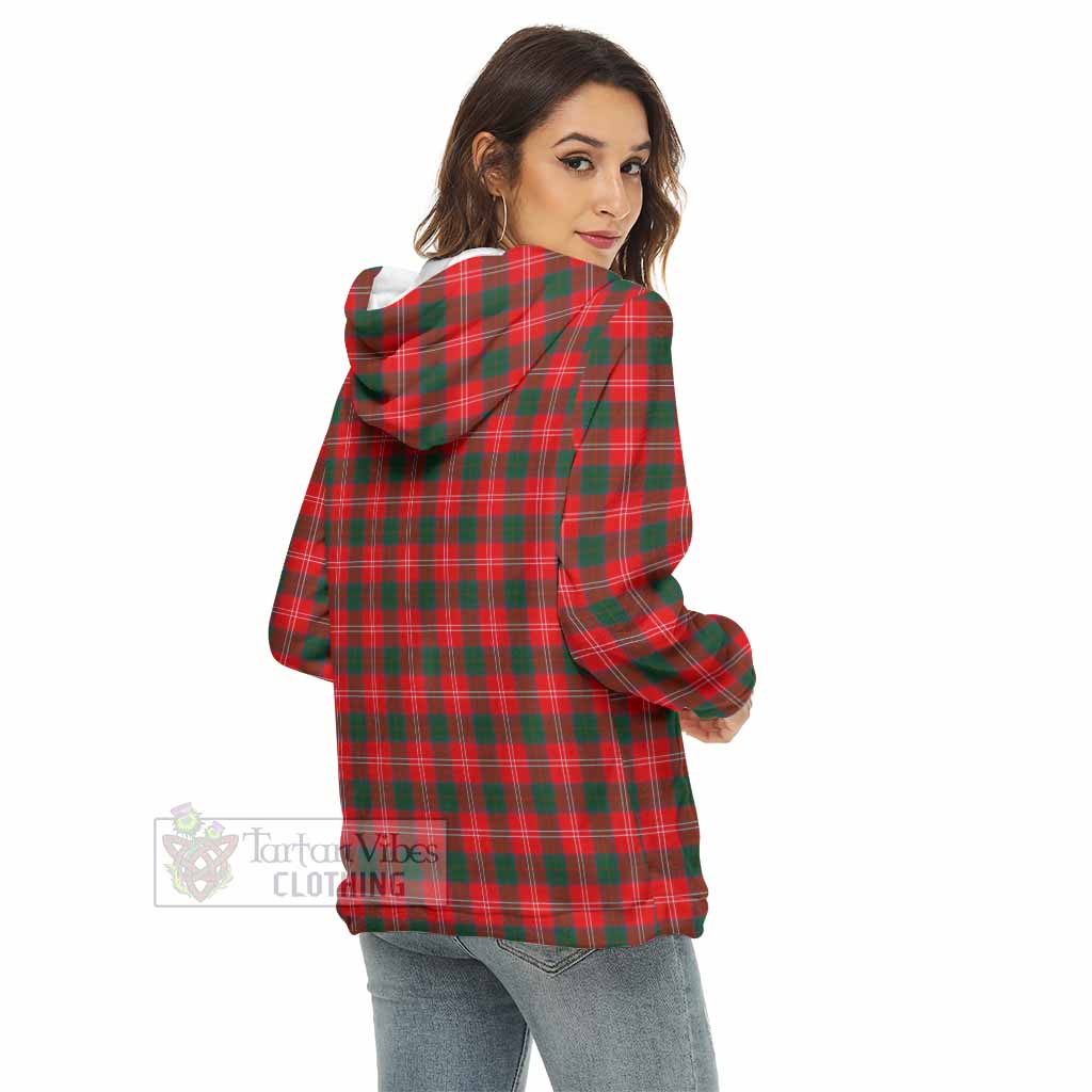 Fenton Tartan Women's Borg Fleece Hoodie with Half Zip with Family Crest - Tartan Vibes Clothing