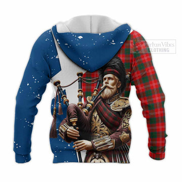 Fenton Tartan Knitted Hoodie with Family Crest Scottish Bagpiper Vibes - Tartan Vibes Clothing