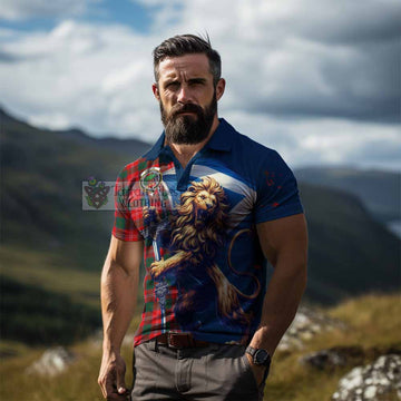 Fenton Tartan Family Crest Men's Polo Shirt with Scottish Majestic Lion - Tartan Vibes Clothing