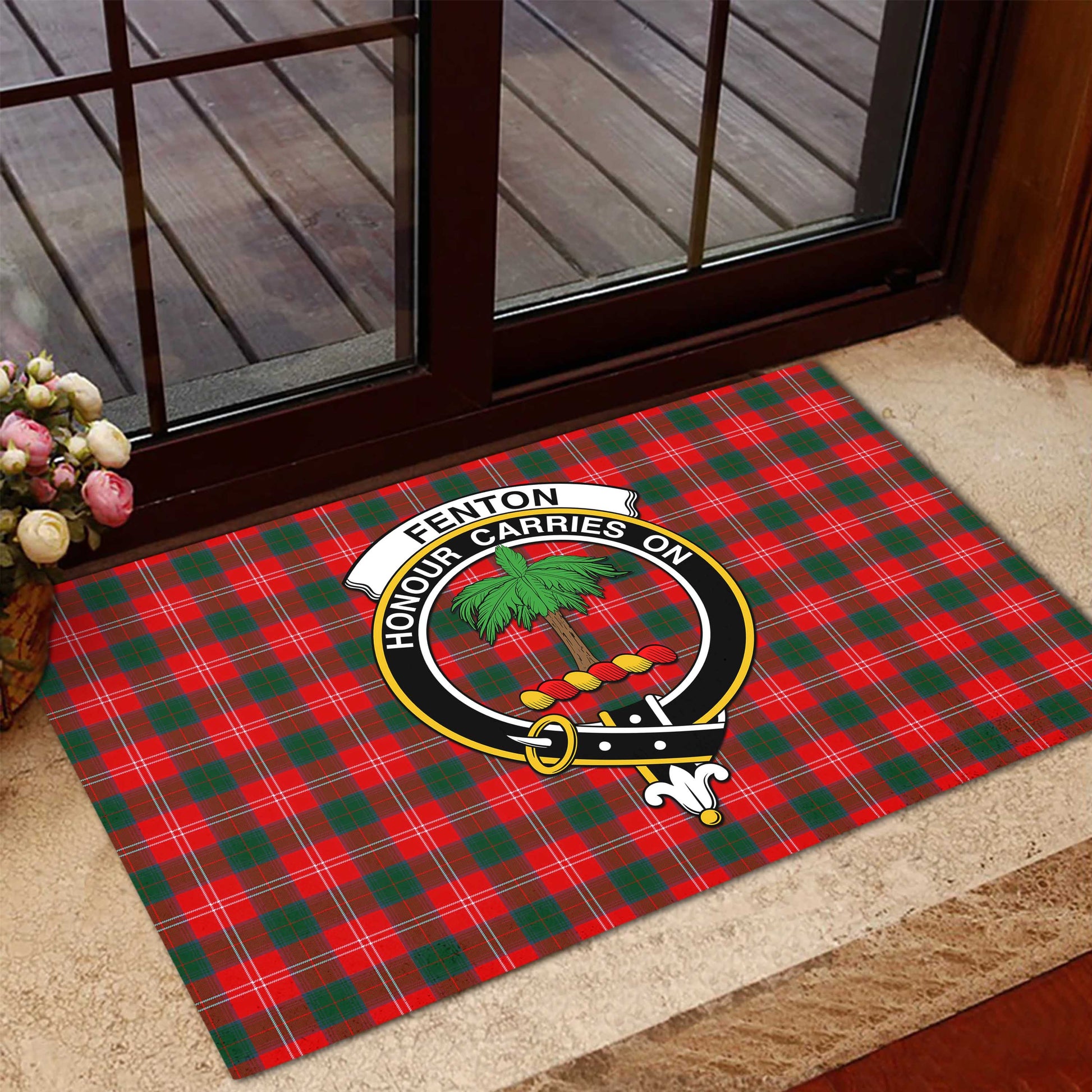 Fenton Tartan Rubber Doormat with Family Crest - Tartan Vibes Clothing