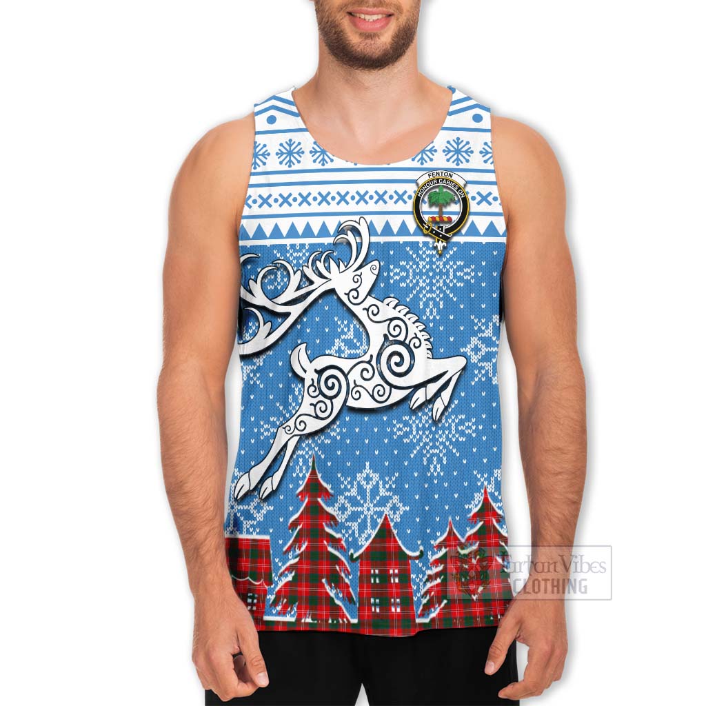 Fenton Clan Christmas Men's Tank Top Celtic Reindeer Style - Tartan Vibes Clothing