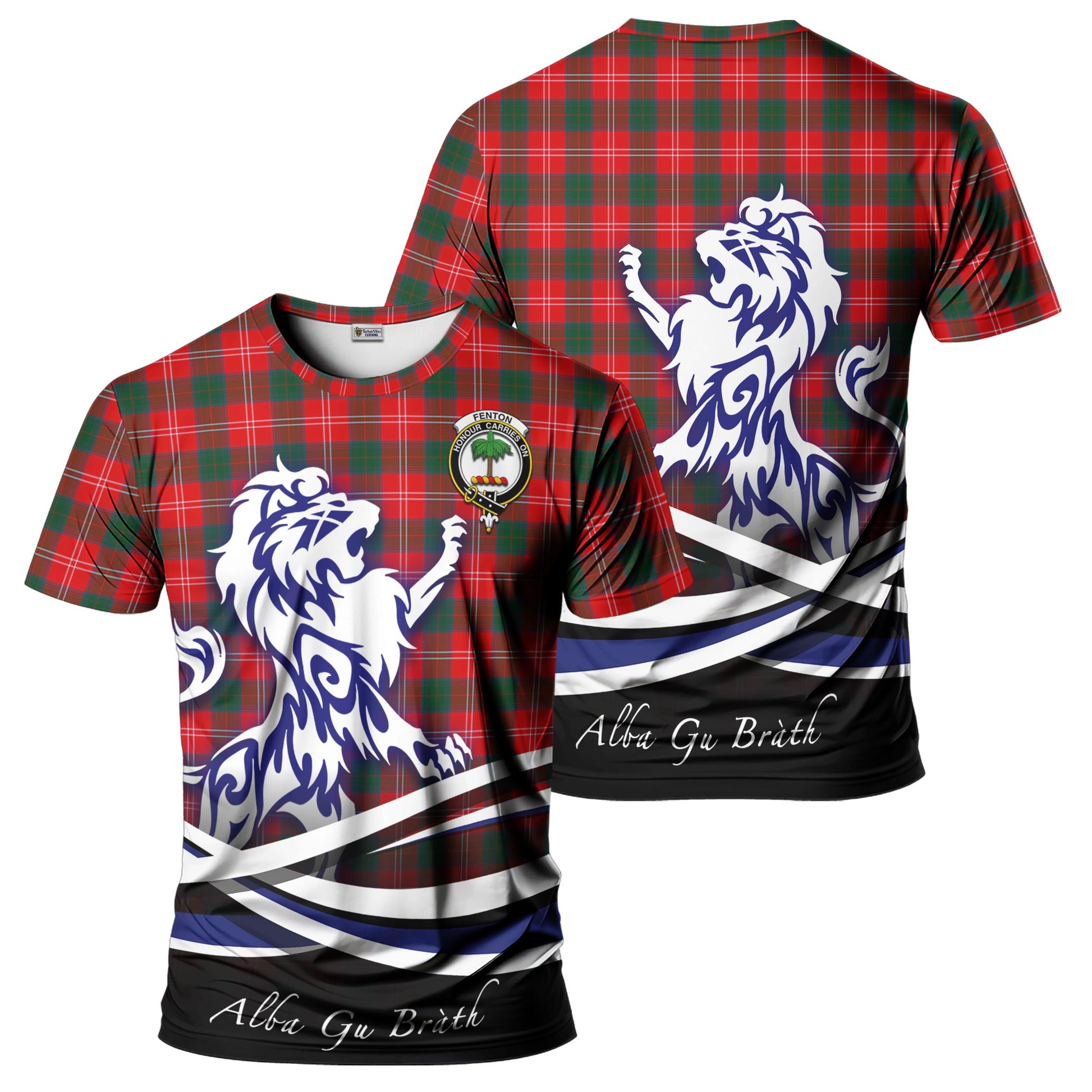 Fenton Tartan T-Shirt with Alba Gu Brath Regal Lion Emblem - Tartan Vibes Clothing