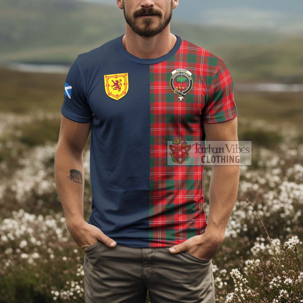 Fenton Tartan T-Shirt Alba with Scottish Lion Royal Arm Half Style - Tartan Vibes Clothing