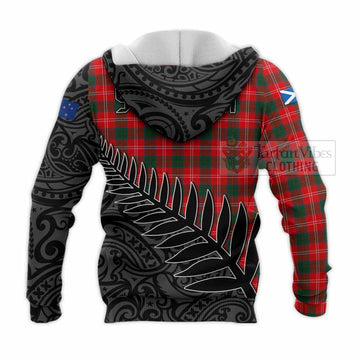 Tartan Vibes Clothing Fenton Crest Tartan Knitted Hoodie with New Zealand Silver Fern Half Style