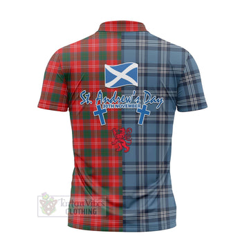 Fenton Tartan Zipper Polo Shirt Happy St. Andrew's Day Half Tartan Style - Tartan Vibes Clothing