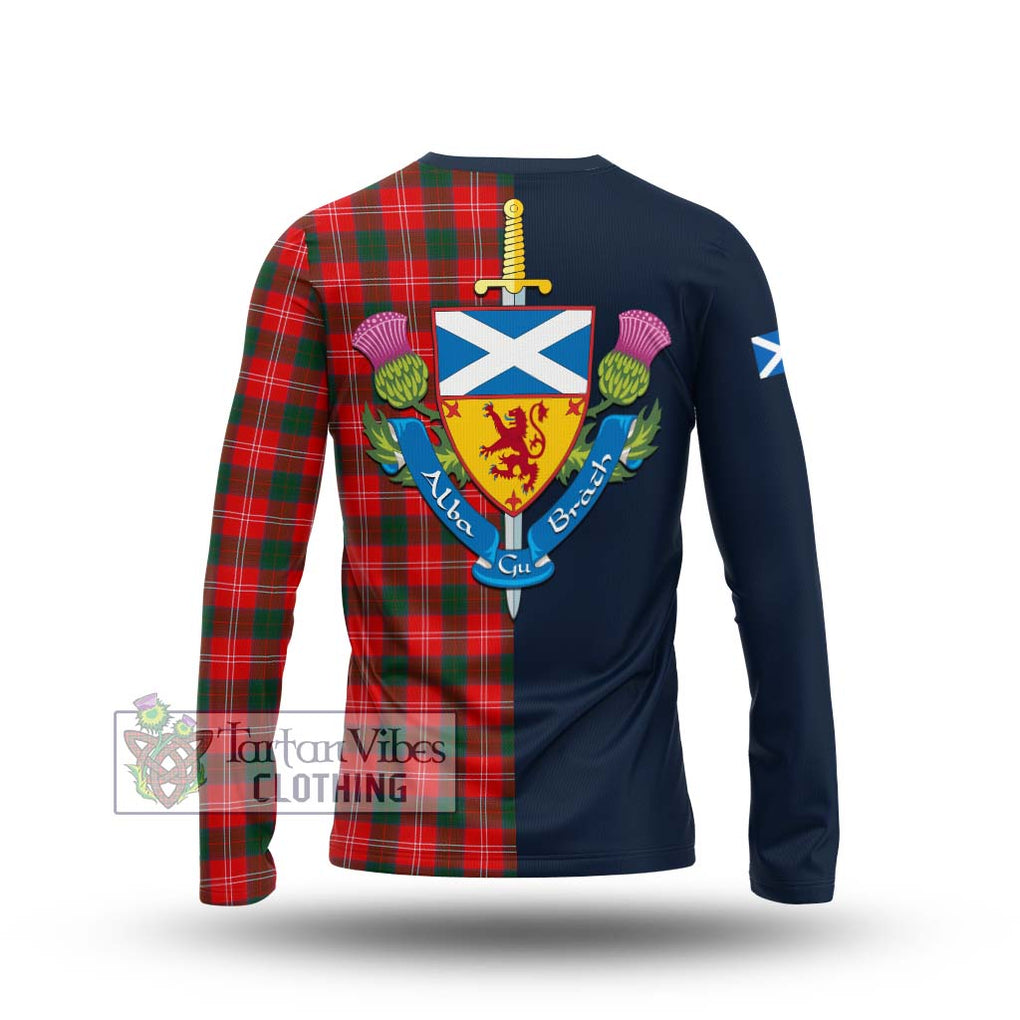 Fenton Tartan Long Sleeve T-Shirt Alba with Scottish Lion Royal Arm Half Style - Tartan Vibes Clothing