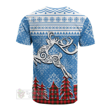 Tartan Vibes Clothing Fenton Clan Christmas Cotton T-shirt Celtic Reindeer Style
