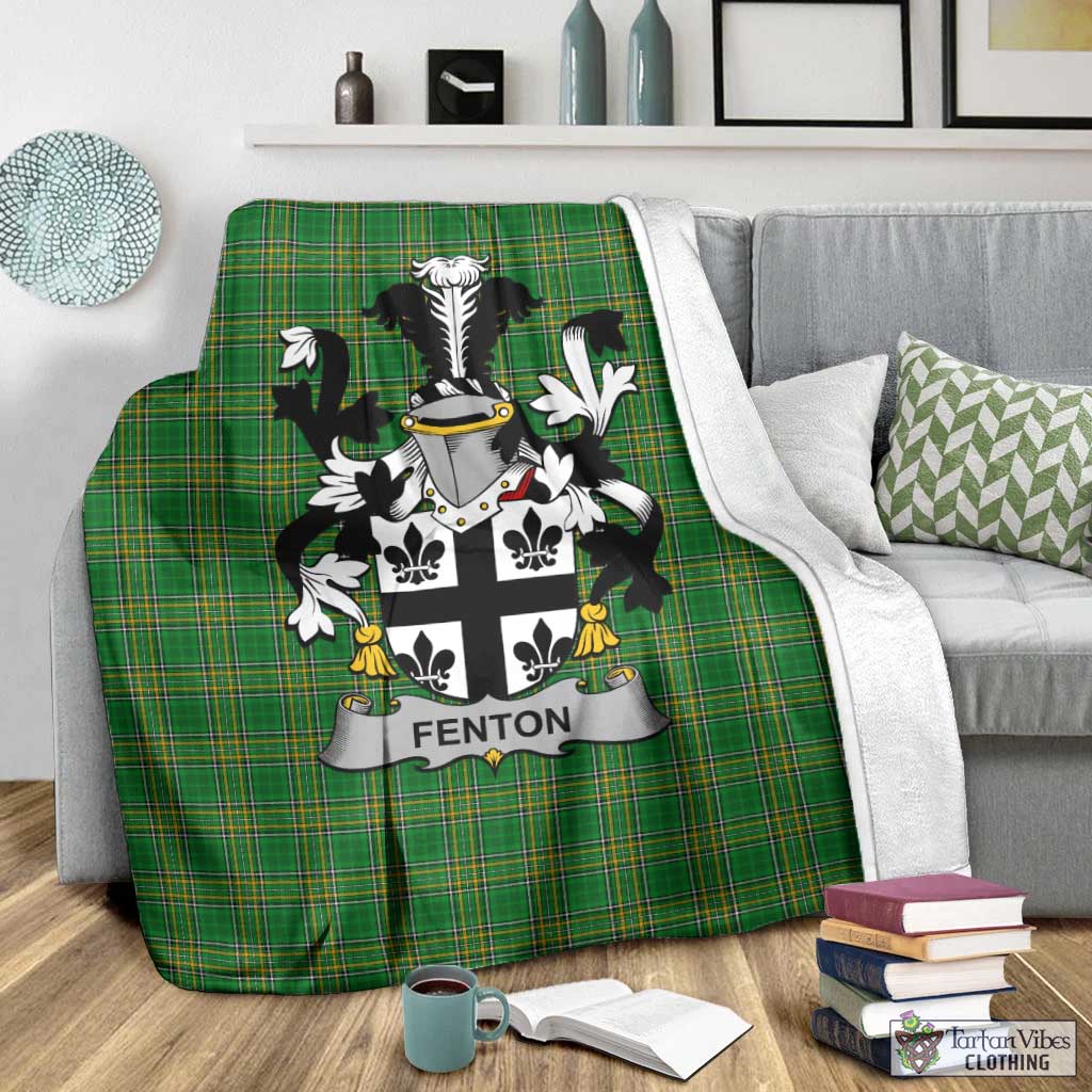 Tartan Vibes Clothing Fenton Irish Clan Tartan Blanket with Coat of Arms