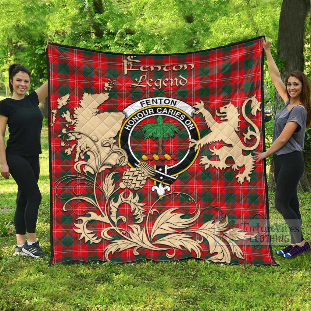 Tartan Vibes Clothing Fenton Tartan Quilt with Family Crest and Scottish Symbol Style