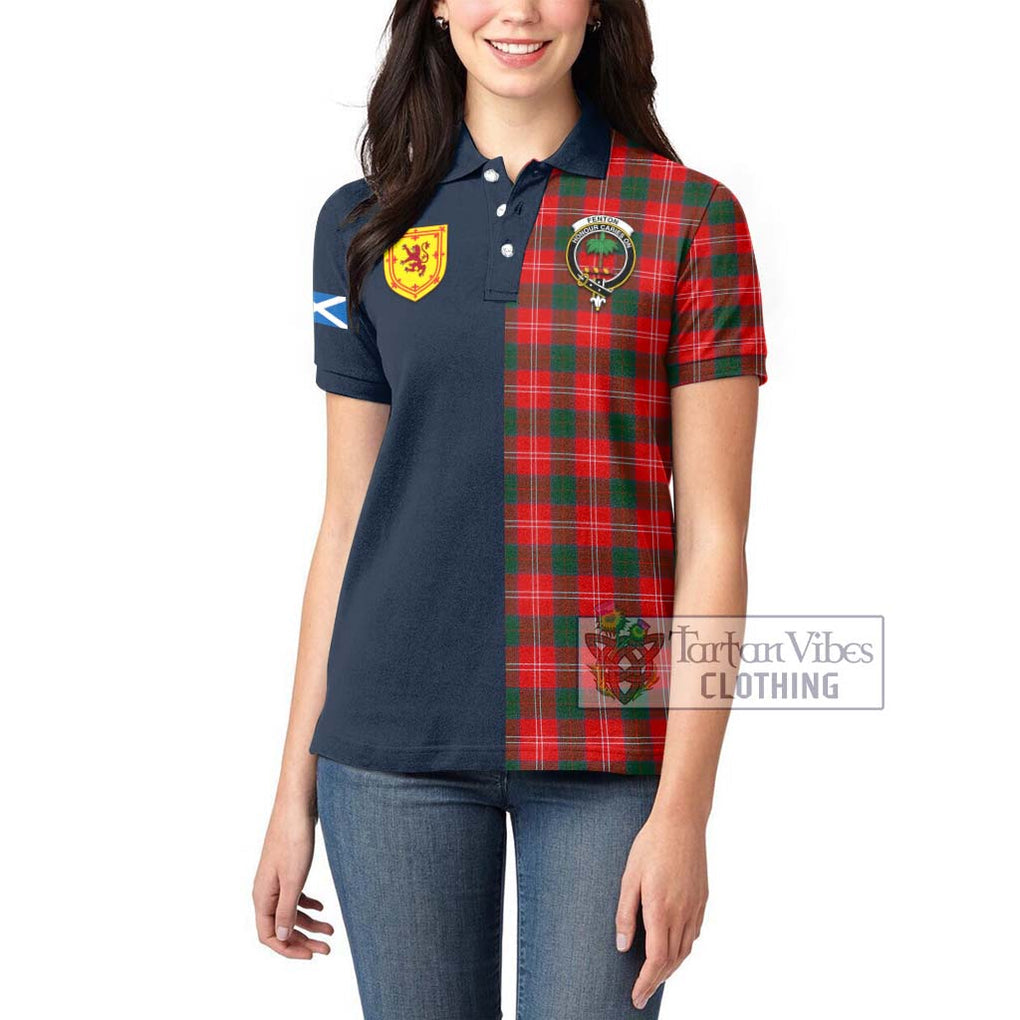 Fenton Tartan Women's Polo Shirt Alba with Scottish Lion Royal Arm Half Style - Tartan Vibes Clothing