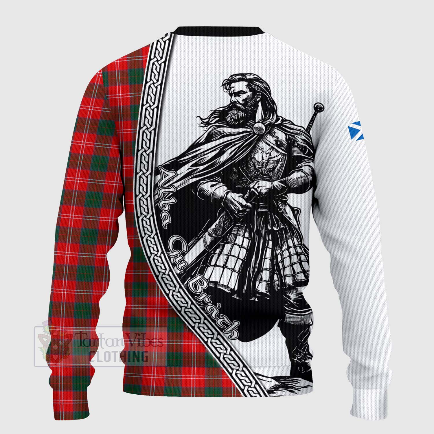 Fenton Tartan Clan Crest Knitted Sweater with Highlander Warrior Celtic Style - Tartan Vibes Clothing