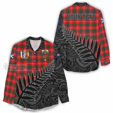 Fenton Crest Tartan Women's Casual Shirt with New Zealand Silver Fern Half Style - Tartan Vibes Clothing