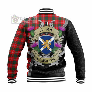 Fenton Tartan Family Crest Baseball Jacket Lion Rampant Royal Thistle Shield Celtic Inspired - Tartan Vibes Clothing