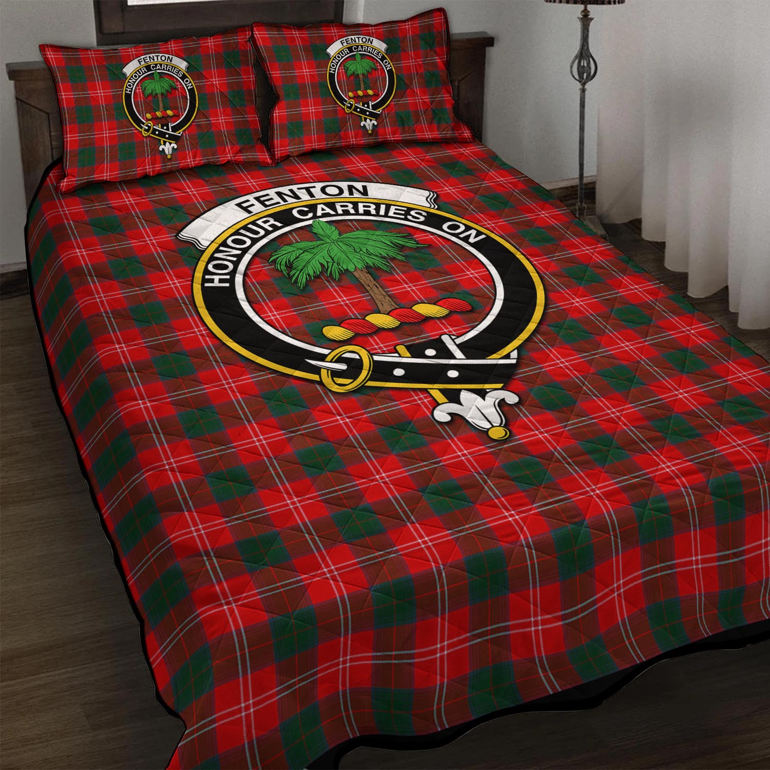 Fenton Tartan Quilt Bed Set with Family Crest - Tartan Vibes Clothing