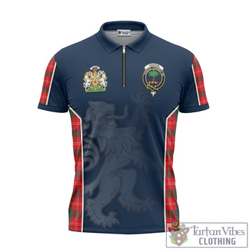 Fenton Tartan Zipper Polo Shirt with Family Crest and Lion Rampant Vibes Sport Style