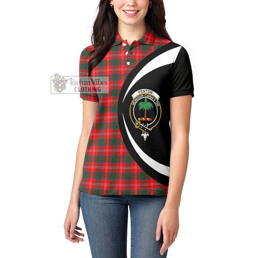 Fenton Tartan Women's Polo Shirt with Family Crest Circle Style - Tartan Vibes Clothing