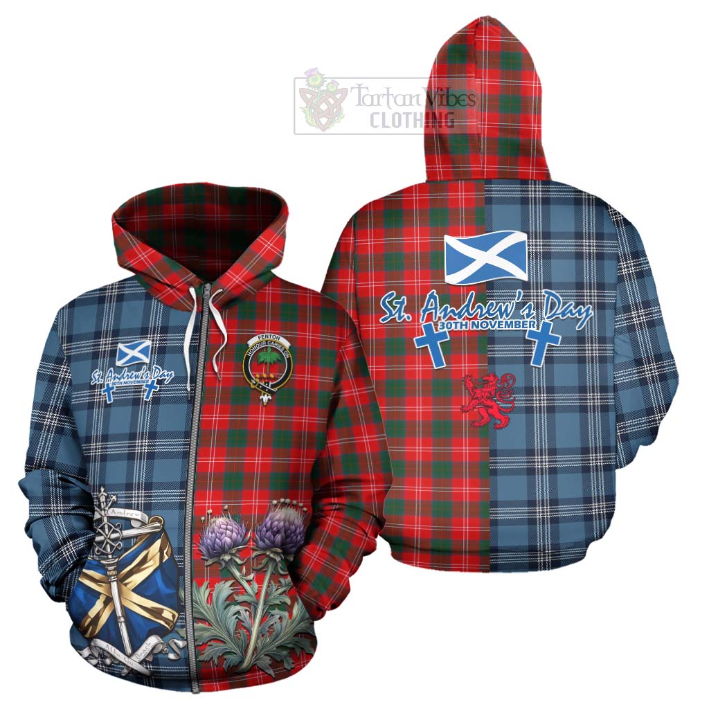 Fenton Tartan Hoodie Happy St. Andrew's Day Half Tartan Style - Tartan Vibes Clothing