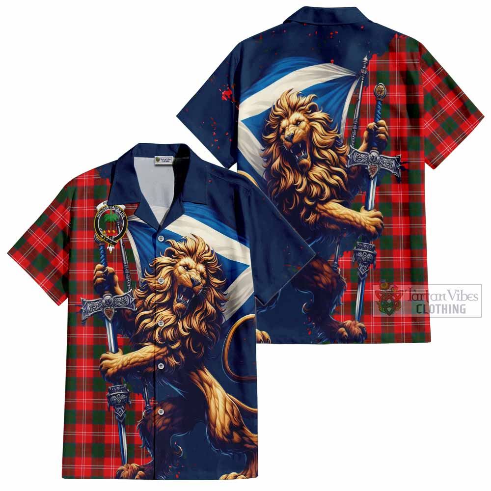 Fenton Tartan Family Crest Hawaiian Shirt with Scottish Majestic Lion - Tartan Vibes Clothing