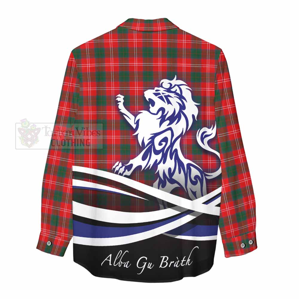 Fenton Tartan Women's Casual Shirt with Alba Gu Brath Regal Lion Emblem - Tartan Vibes Clothing