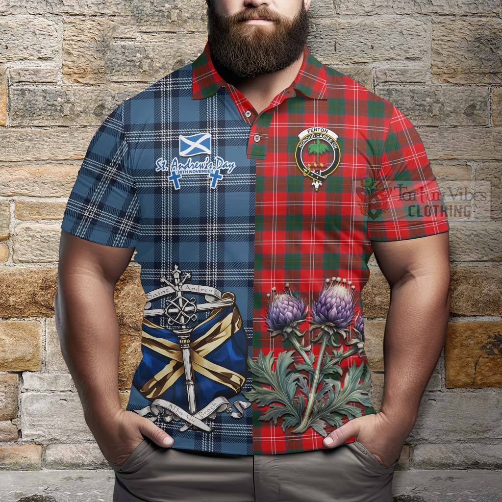 Fenton Tartan Polo Shirt Happy St. Andrew's Day Half Tartan Style - Tartan Vibes Clothing