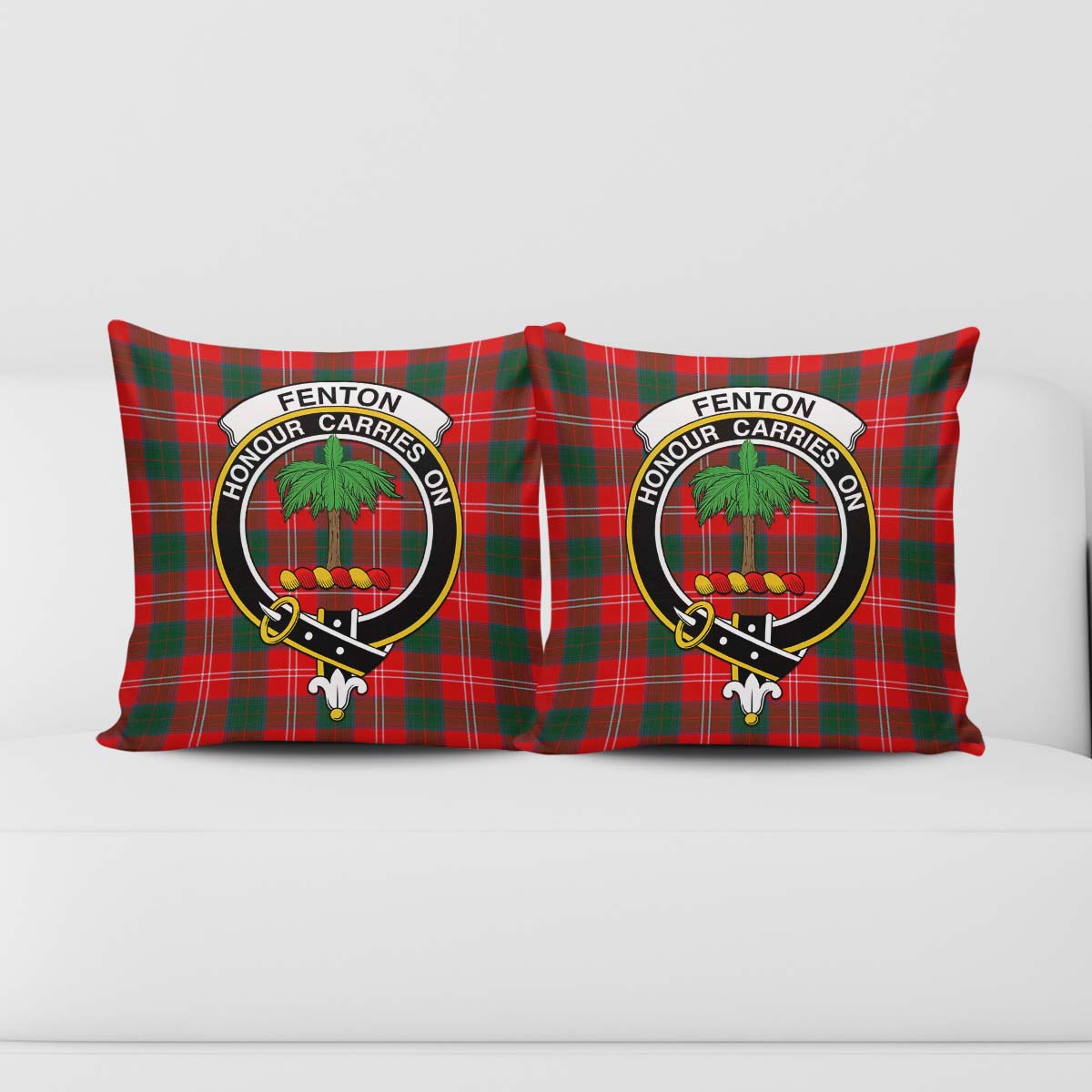 Fenton Tartan Pillow Cover with Family Crest - Tartan Vibes Clothing