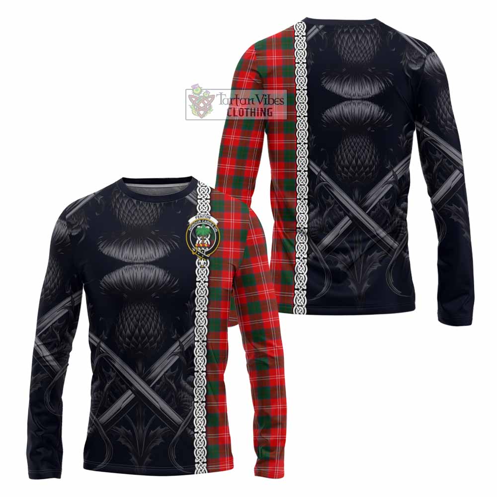 Fenton Tartan Long Sleeve T-Shirt with Family Crest Cross Sword Thistle Celtic Vibes - Tartan Vibes Clothing