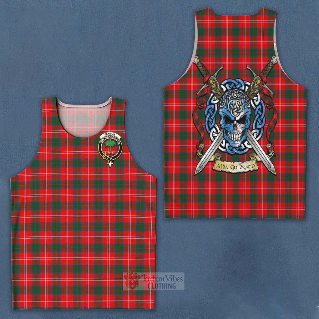 Fenton Tartan Men's Tank Top with Family Crest Celtic Skull Style - Tartan Vibes Clothing