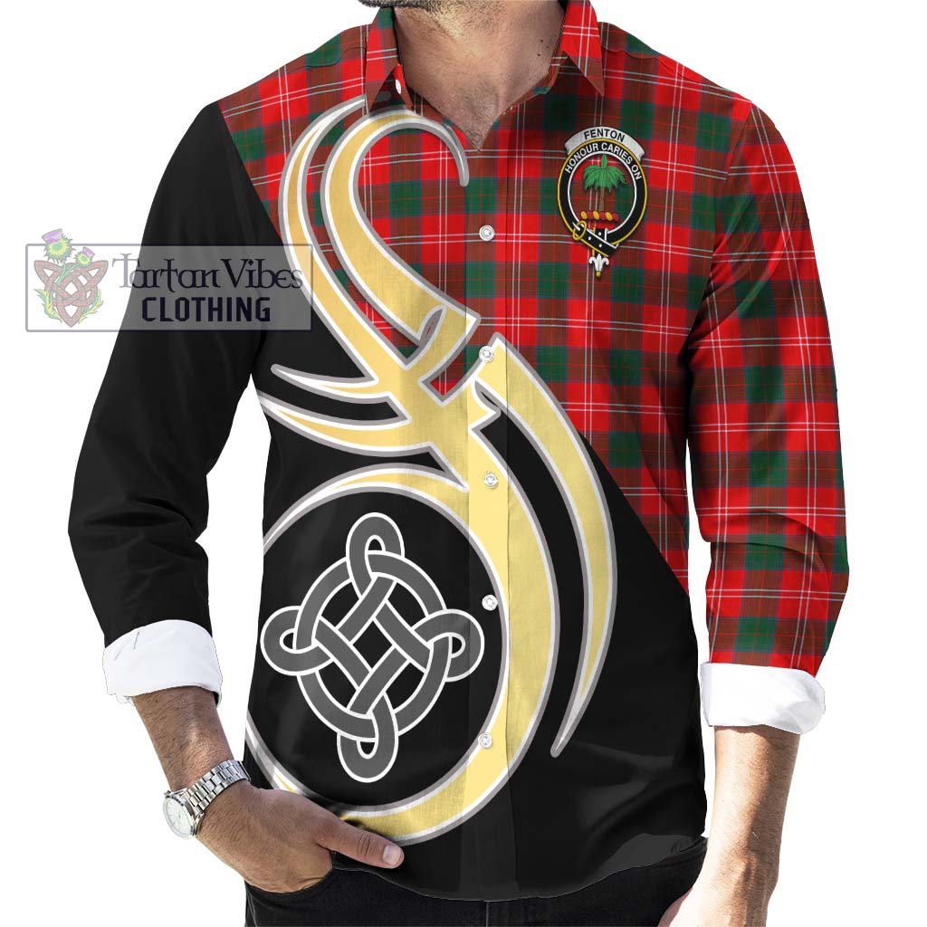 Fenton Tartan Long Sleeve Button Shirt with Family Crest and Celtic Symbol Style - Tartan Vibes Clothing