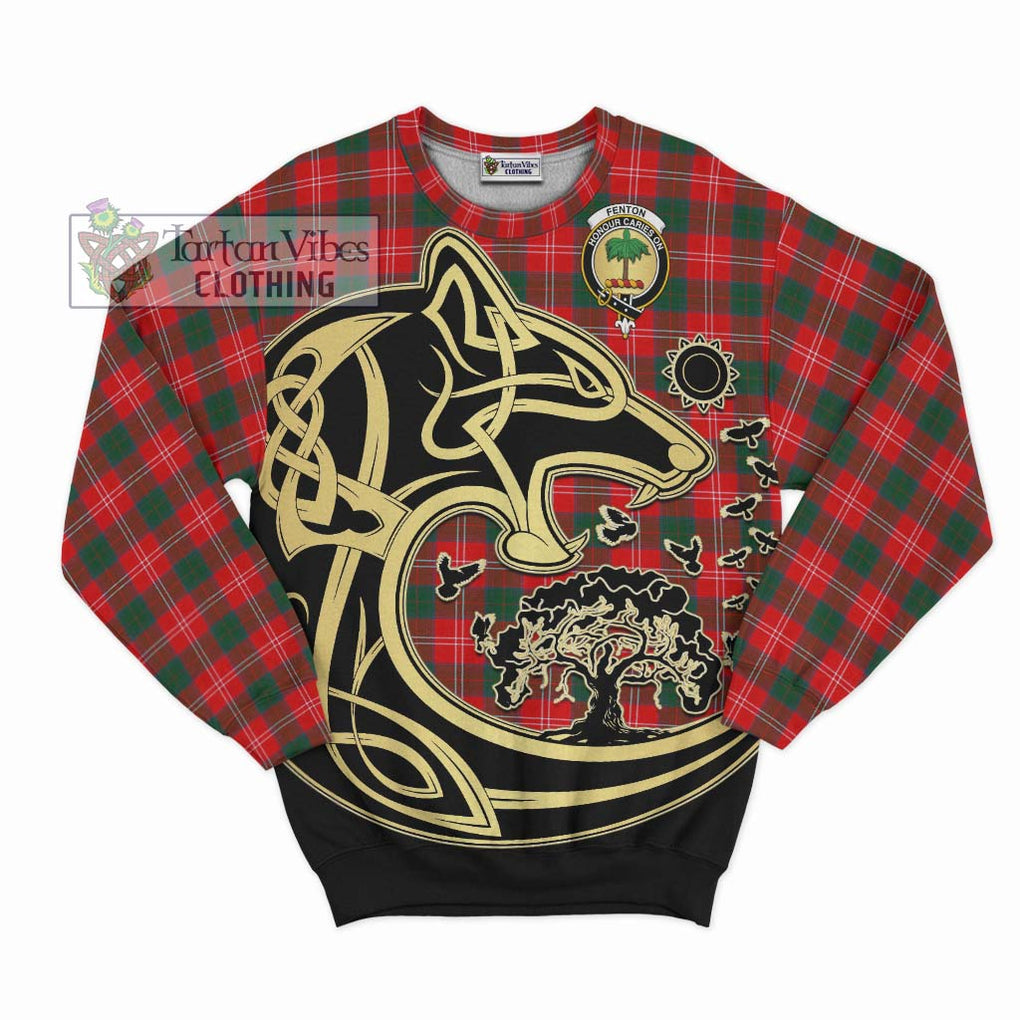 Fenton Tartan Sweatshirt with Family Crest Celtic Wolf Style - Tartan Vibes Clothing