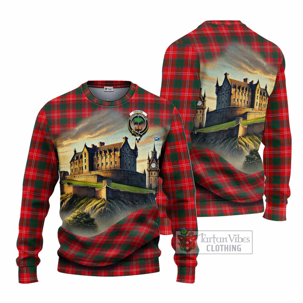 Fenton Tartan Family Crest Knitted Sweater with Scottish Ancient Castle Style - Tartan Vibes Clothing