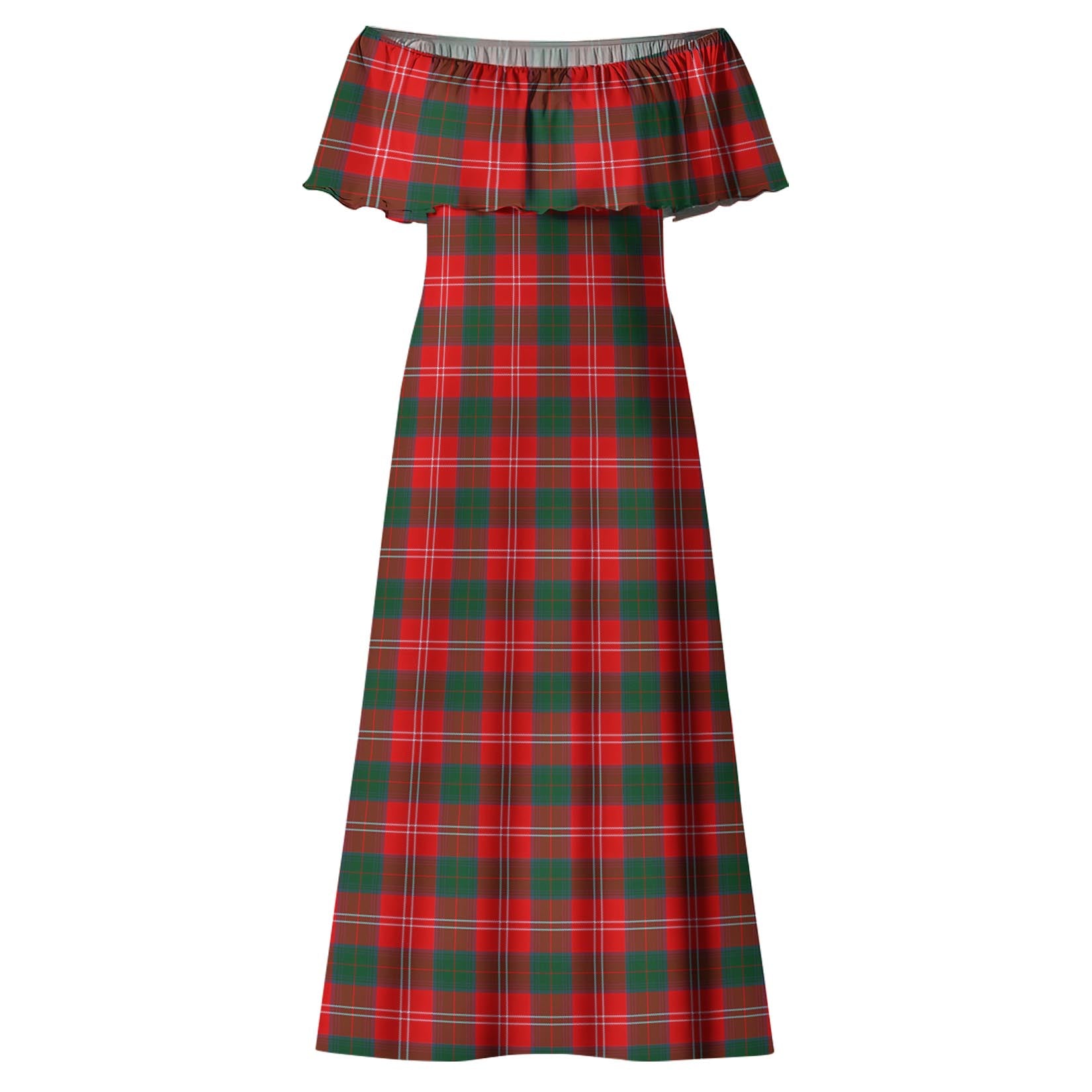 Fenton Tartan Off Shoulder Long Dress - Tartan Vibes Clothing