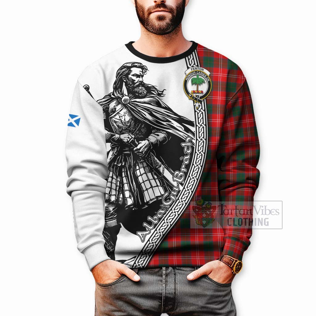 Fenton Tartan Clan Crest Sweatshirt with Highlander Warrior Celtic Style - Tartan Vibes Clothing