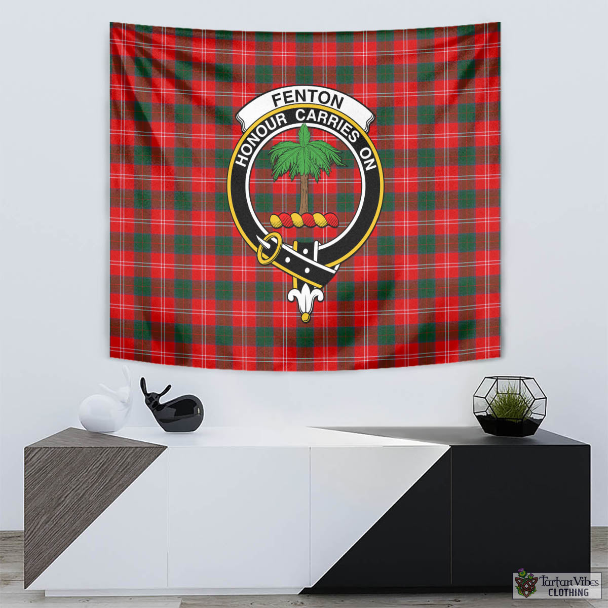 Fenton Tartan Tapestry Wall Hanging and Home Decor for Room with Family Crest - Tartan Vibes Clothing