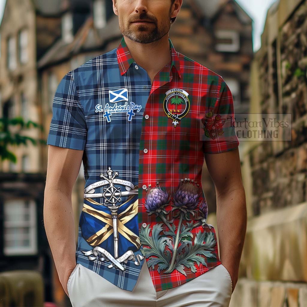 Fenton Tartan Hawaiian Shirt Happy St. Andrew's Day Half Tartan Style - Tartan Vibes Clothing