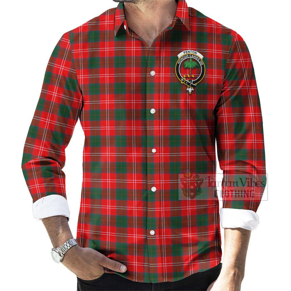 Fenton Tartan Long Sleeve Button Shirt with Family Crest Celtic Skull Style - Tartan Vibes Clothing