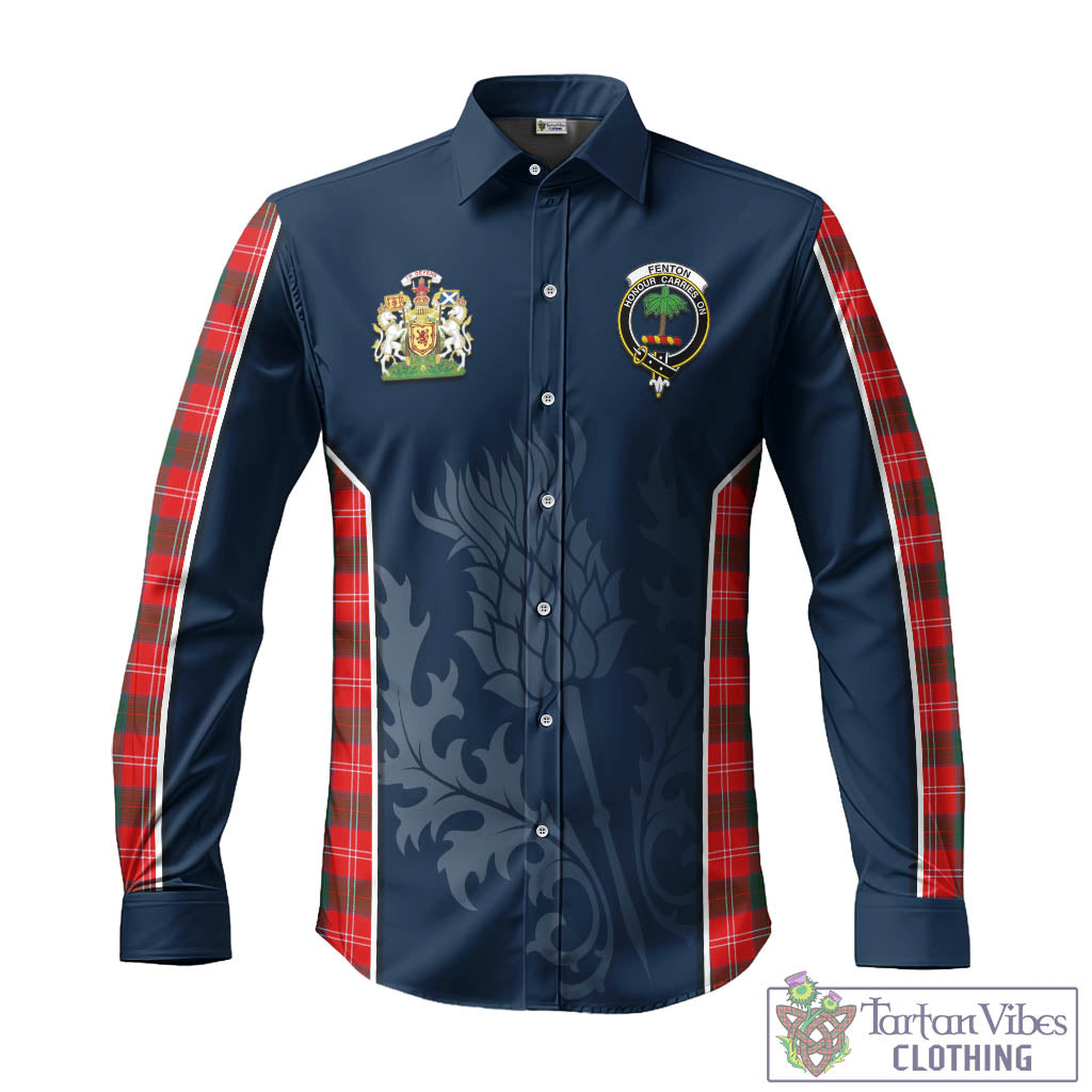 Tartan Vibes Clothing Fenton Tartan Long Sleeve Button Up Shirt with Family Crest and Scottish Thistle Vibes Sport Style