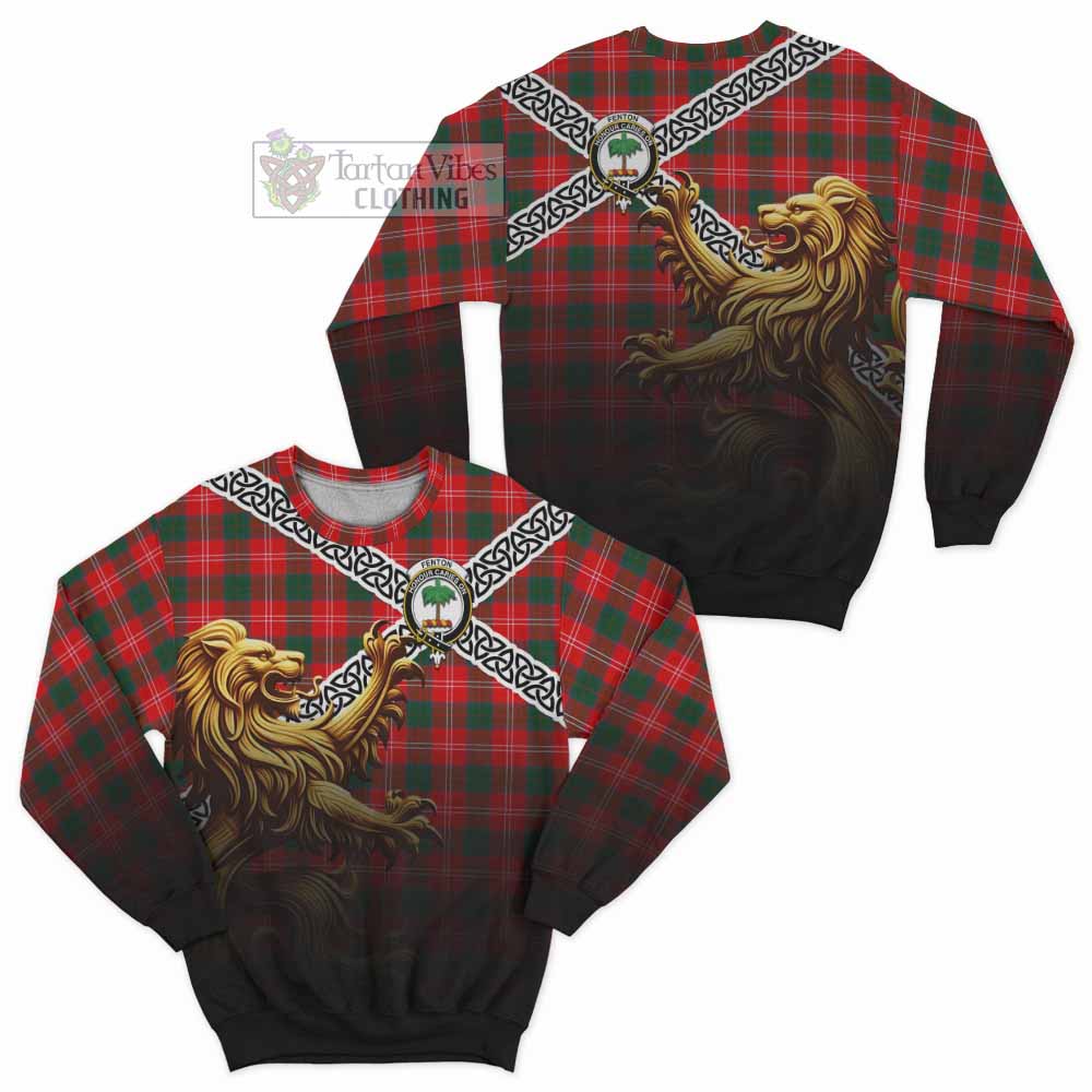 Fenton Crest Tartan Sweatshirt with Golden Lion Emblem Celtic Style - Tartan Vibes Clothing