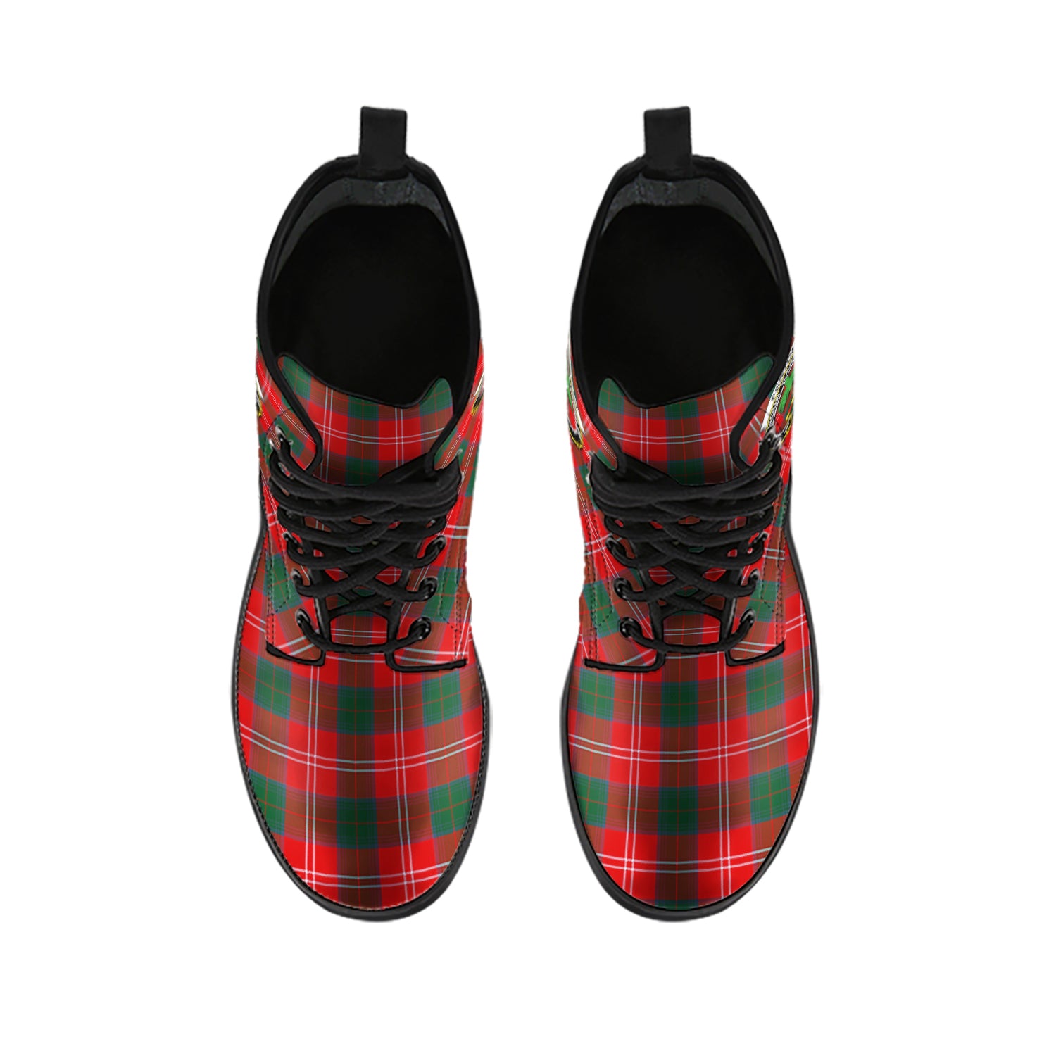 Fenton Tartan Leather Boots with Family Crest - Tartan Vibes Clothing
