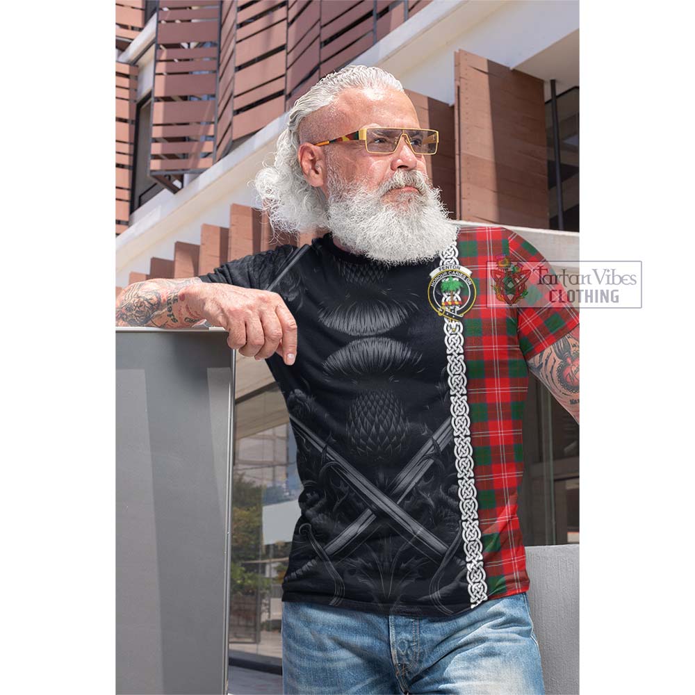 Fenton Tartan Cotton T-shirt with Family Crest Cross Sword Thistle Celtic Vibes - Tartan Vibes Clothing