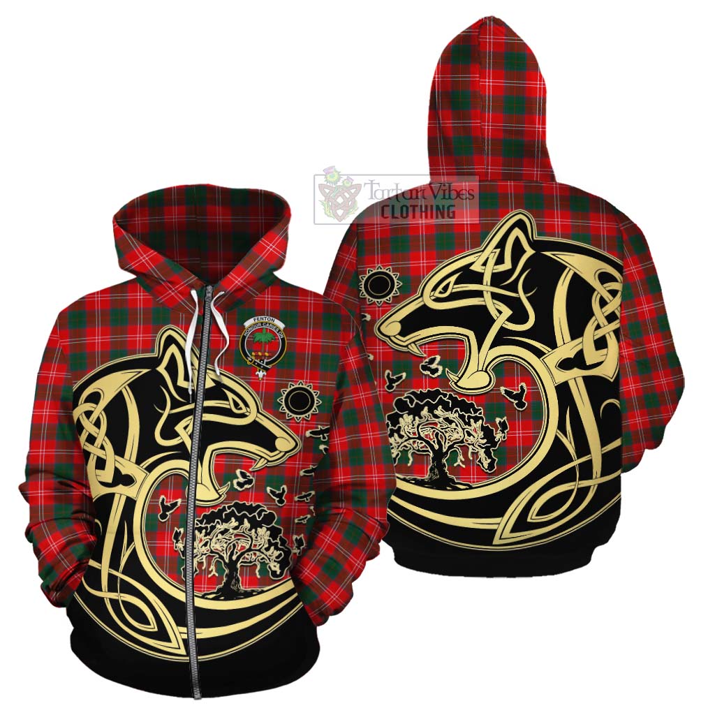 Fenton Tartan Cotton Hoodie with Family Crest Celtic Wolf Style - Tartan Vibes Clothing