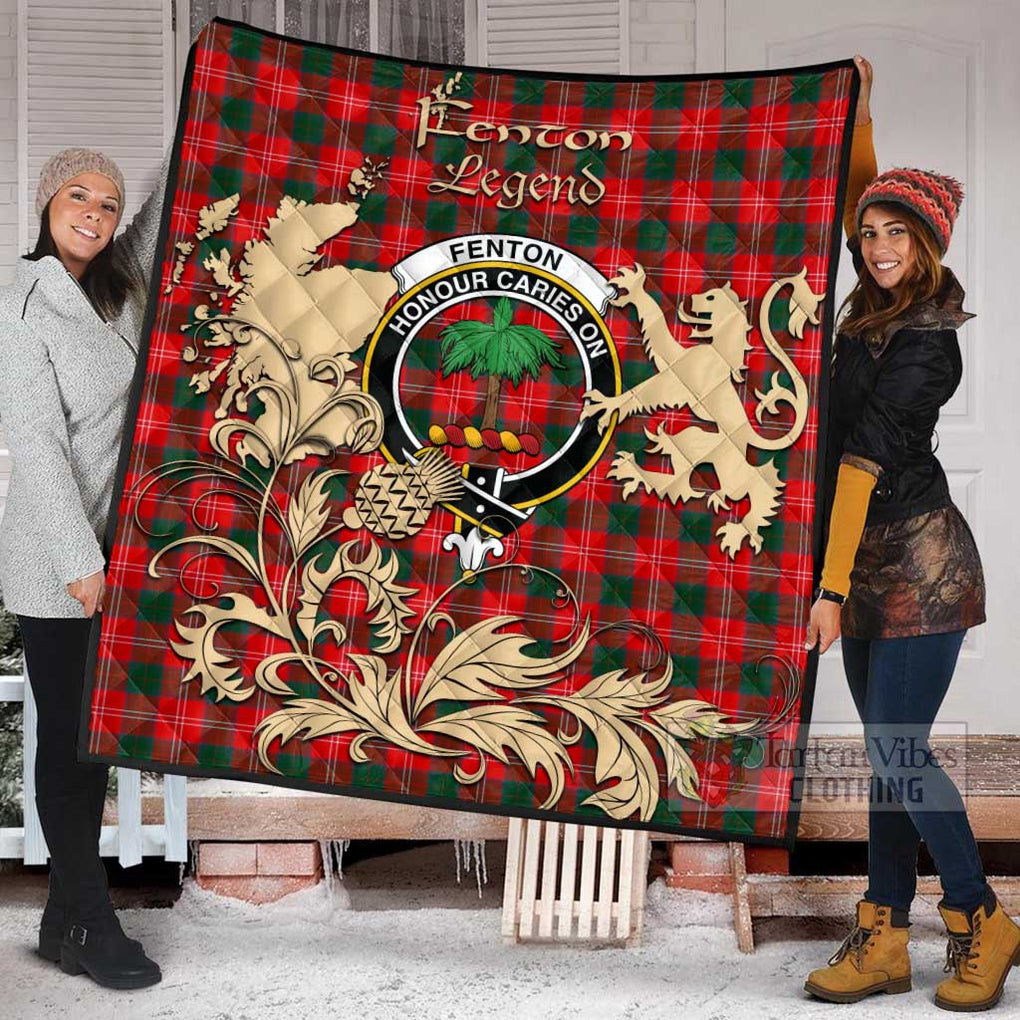 Tartan Vibes Clothing Fenton Tartan Quilt with Family Crest and Scottish Symbol Style