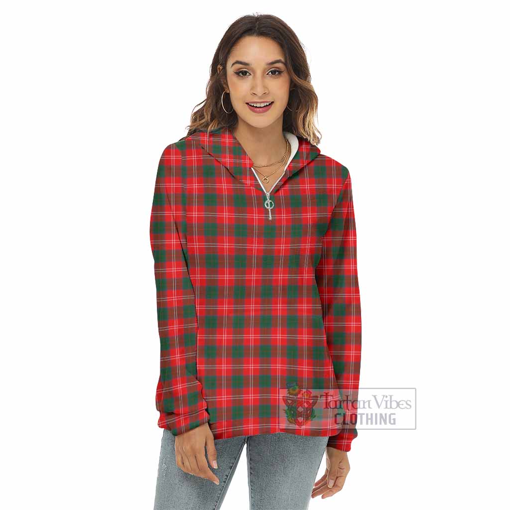 Fenton Tartan Women's Borg Fleece Hoodie with Half Zip - Tartan Vibes Clothing